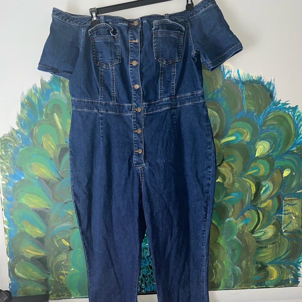 Off shoulder denim bodysuit